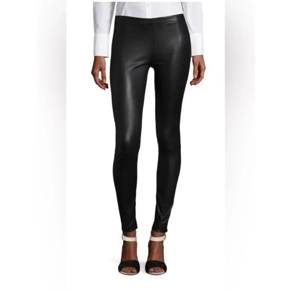 Lamarque Black genuine 100% lamb Leather Leggings size M